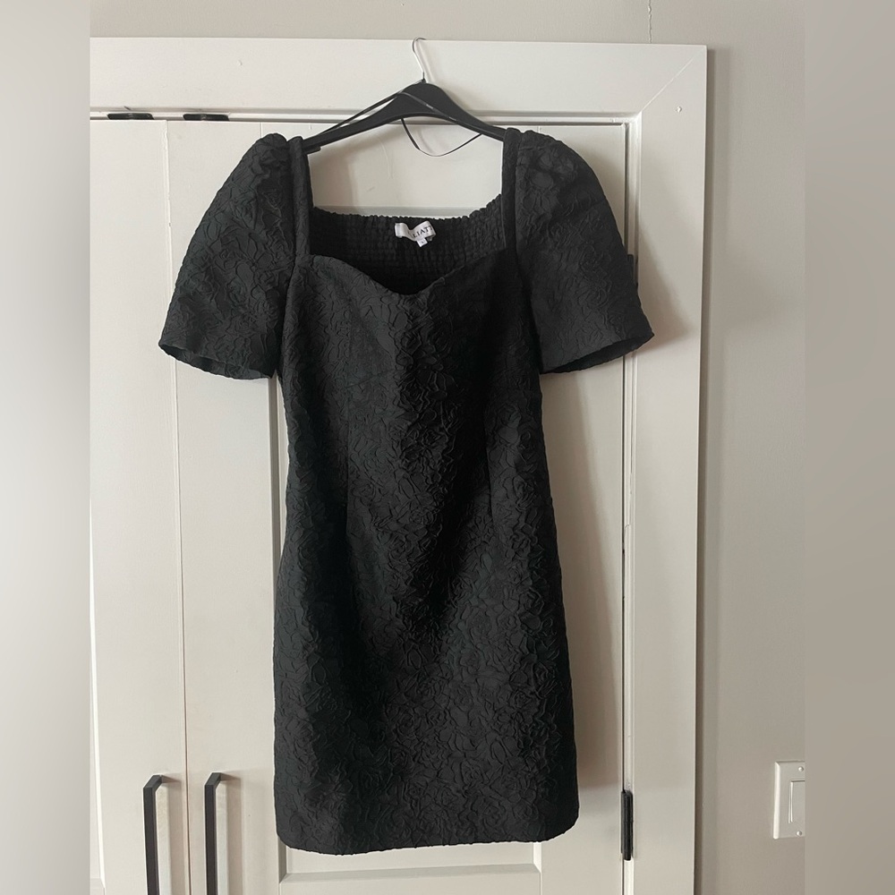 ✨ Elliatt Puff Sleeve Black Textured Mini Dress - Size L